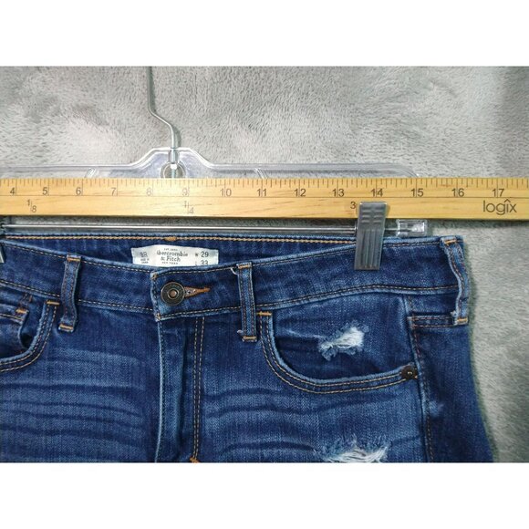 Abercrombie Fitch Jeans Womens 8 Blue Denim Skinny Mid Rise Stretch Distressed - Picture 3 of 10